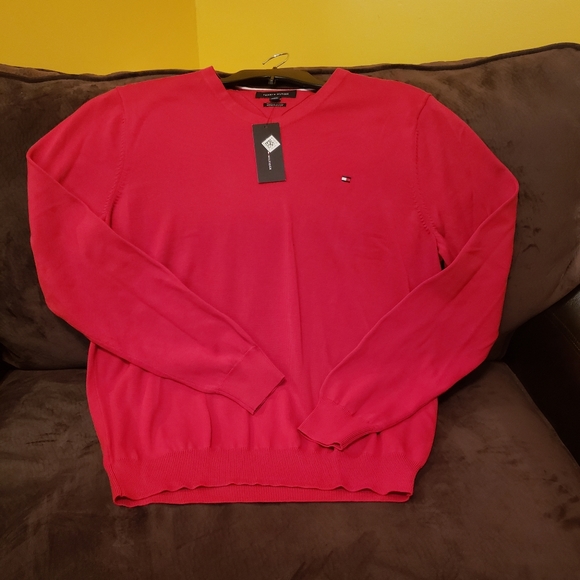 Tommy Hilfiger Red Vneck Sweater - Picture 2 of 3